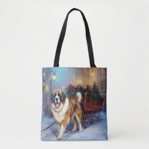 Saint Bernard Christmas Festive Season Tote Bag