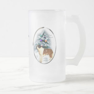 Saint Bernard Christmas Gifts Frosted Glass Beer Mug