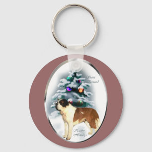 Saint Bernard Christmas Gifts Key Ring