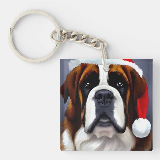 Saint Bernard Christmas Key Ring (Front)