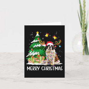 Saint Bernard Christmas Lights Tree Santa Xmas Paj Card