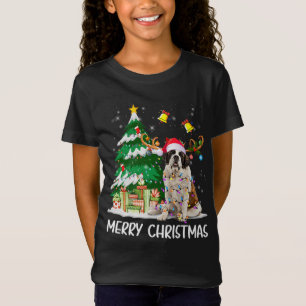 Saint Bernard Christmas Lights Tree Santa Xmas Paj T-Shirt