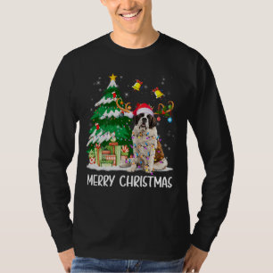 Saint Bernard Christmas Lights Tree Santa Xmas Paj T-Shirt