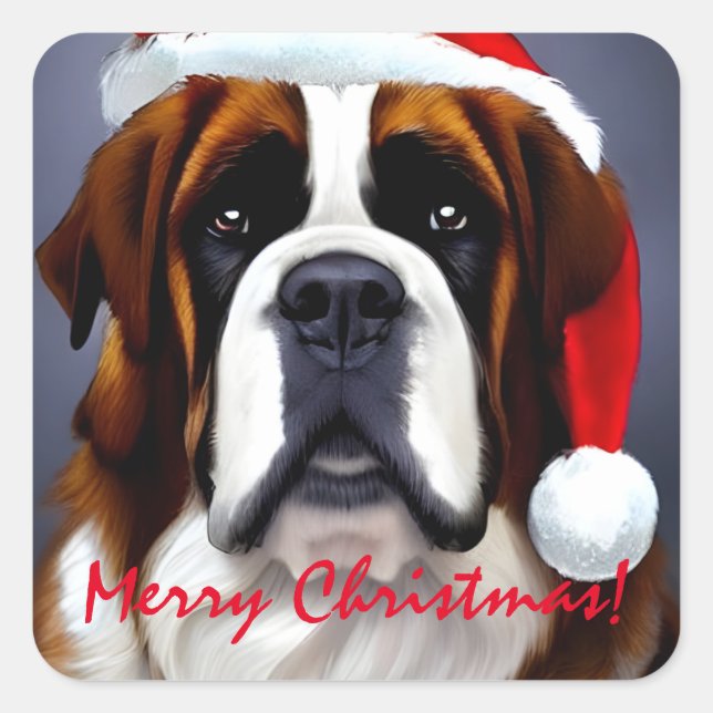 Saint Bernard Christmas Square Sticker (Front)