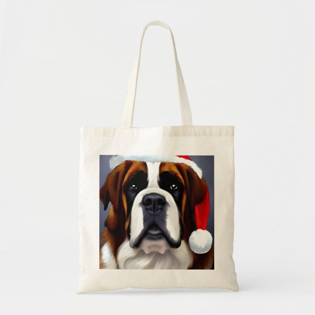Saint Bernard Christmas Tote Bag (Front)