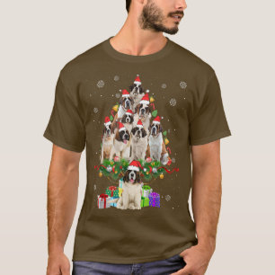 Saint Bernard Christmas Tree Lights Funny Dog Xmas T-Shirt