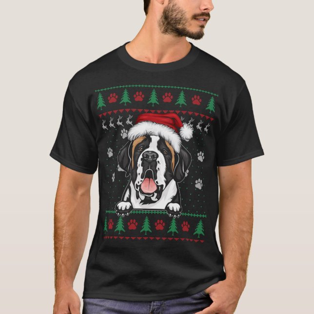 Saint Bernard Christmas Ugly Sweater Funny Dog Lov (Front)