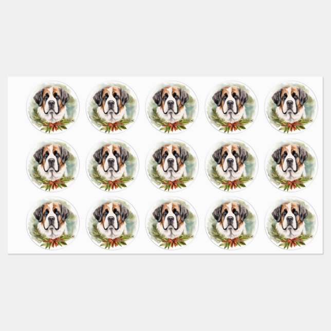Saint Bernard Christmas Wreath Festive Pup (Sheet)