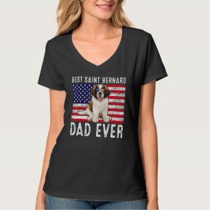 Saint Bernard Dad Usa American Flag Saint Bernard  T-Shirt