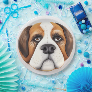 Saint Bernard Dog 3D Inspired Paper Plate