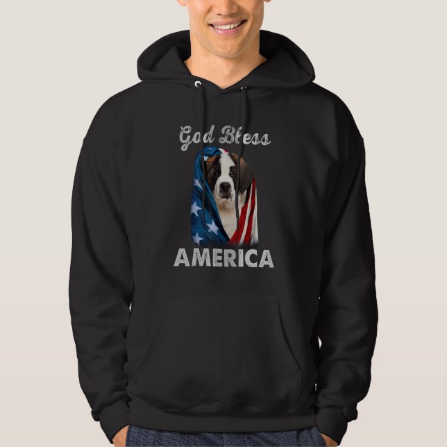 Saint Bernard Dog American USA Flag 4th of July Do Hoodie (Front)