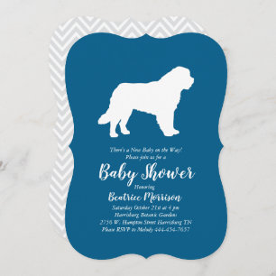 Saint Bernard Dog Baby Shower Boy Blue Invitation