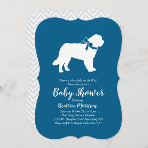 Saint Bernard Dog Baby Shower Boy Blue Invitation