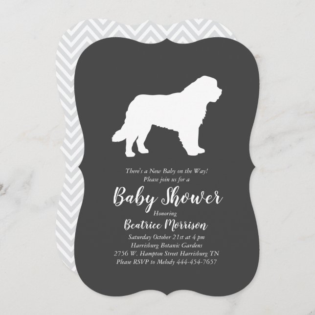 Saint Bernard Dog Baby Shower Gender Neutral Invitation (Front/Back)