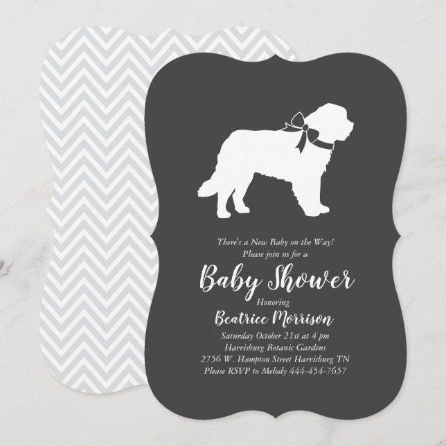 Saint Bernard Dog Baby Shower Gender Neutral Invitation (Front/Back)