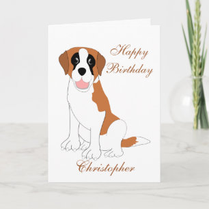 Saint Bernard Dog Birthday Card