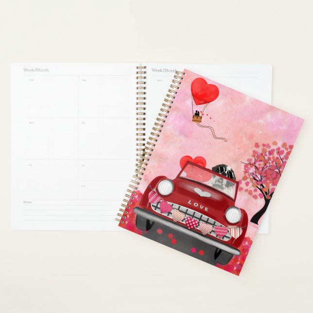 Saint Bernard Dog Car with Hearts Valentine's  Planner (Display)