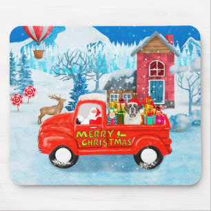 Saint Bernard Dog Christmas Delivery Truck Snow Mouse Pad
