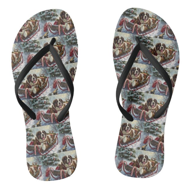 Saint Bernard Dog Christmas Festive  Jandals (Footbed)