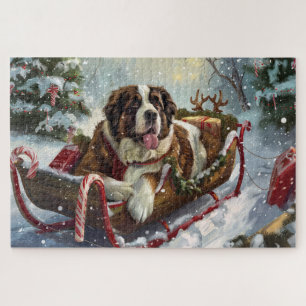 Saint Bernard Dog Christmas Festive  Jigsaw Puzzle