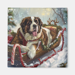 Saint Bernard Dog Christmas Festive  Magnet