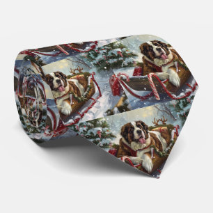 Saint Bernard Dog Christmas Festive  Tie