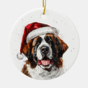 Saint Bernard Dog Christmas Personalised Ceramic Tree Decoration