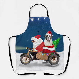 Saint Bernard Dog Christmas Santa Claus Apron