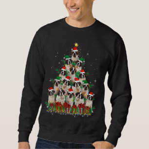 Saint Bernard Dog Christmas Tree Family Xmas Pajam Sweatshirt