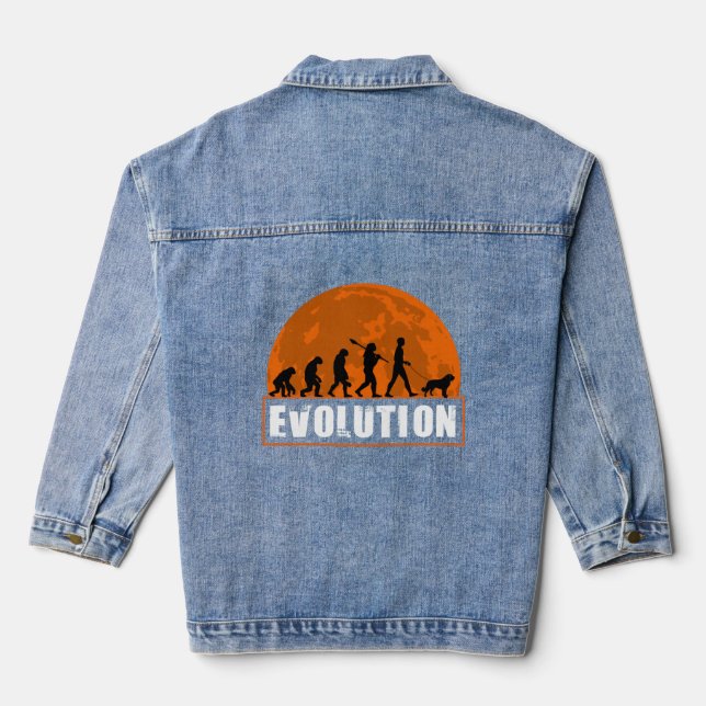 Saint Bernard Dog Dad Human Evolution  Denim Jacket (Back)