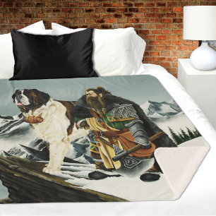 Saint Bernard Dog Dwarf Fantasy Sherpa Blanket
