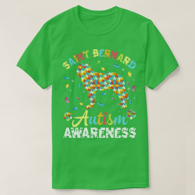 Saint Bernard Dog For Autism Awareness Month Day M T-Shirt (Design Front)
