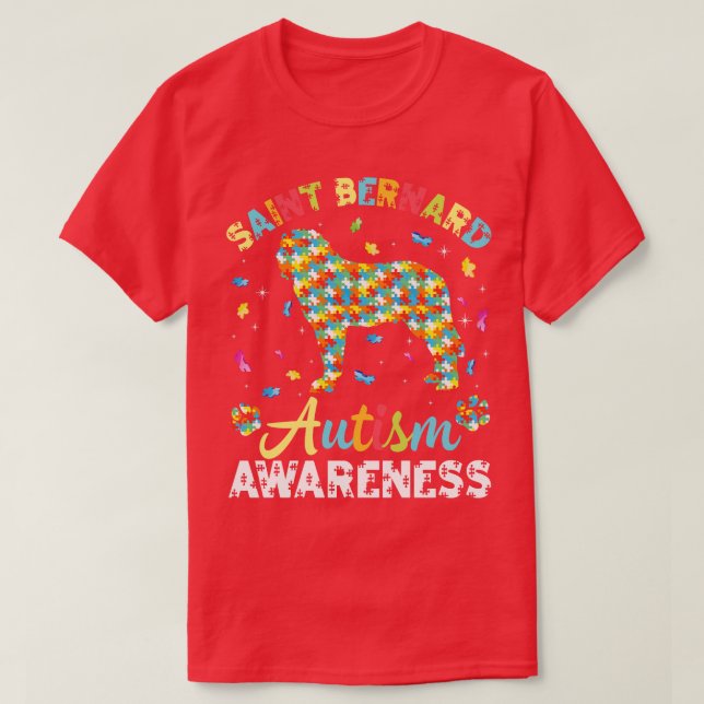 Saint Bernard Dog For Autism Awareness Month Day M T-Shirt (Design Front)