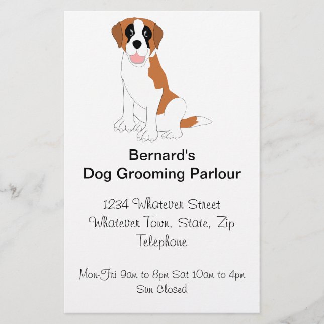 Saint Bernard Dog Grooming Parlor Flyer (Front)