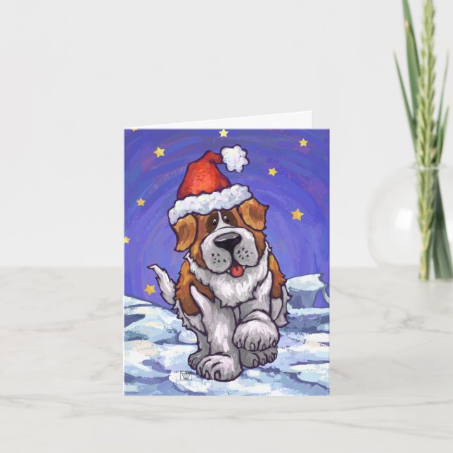 Saint Bernard Dog Holiday Card (Front)