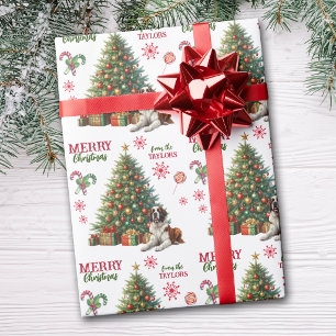 Saint Bernard Dog Holiday Tree Wrapping Paper