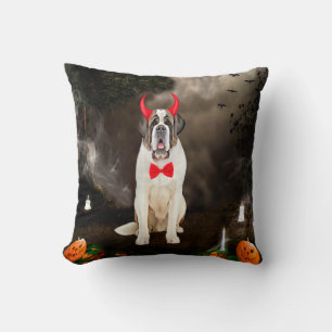 Saint Bernard Dog in Halloween Costume Cushion