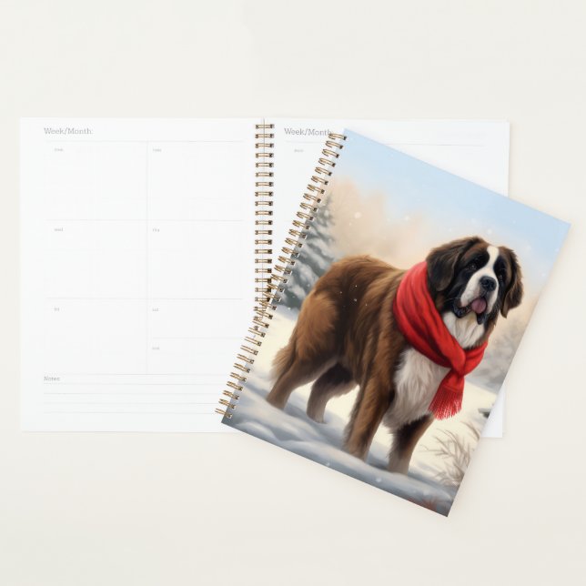 Saint Bernard Dog in Snow Christmas  Planner (Display)