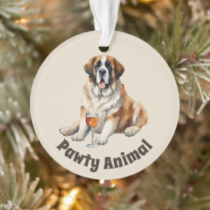 Saint Bernard Dog Pawty Animal Ornament