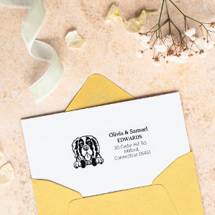 Saint Bernard Dog Return Address Rubber Stamp