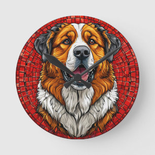 Saint Bernard dog Round Clock