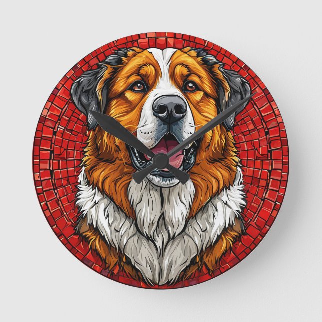 Saint Bernard dog Round Clock (Front)