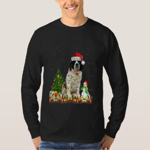 Saint Bernard Dog Santa Hat Christmas Dog Light Tr T-Shirt