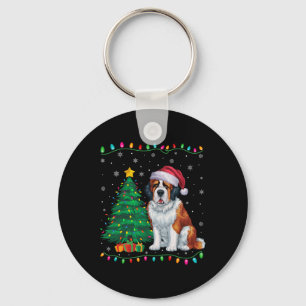 Saint Bernard Dog Santa Hat Men Women Kids Xmas Tr Key Ring