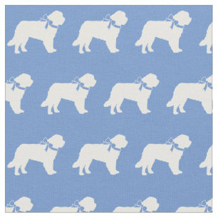 Saint Bernard Dog Silhouette Pet Light Blue Fabric