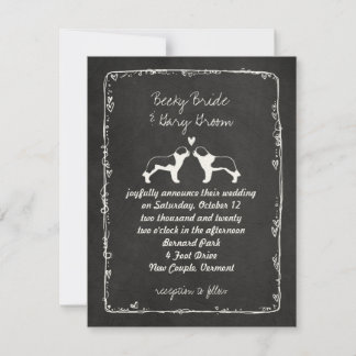 Saint Bernard Dog Silhouettes Wedding Announcement