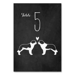 Saint Bernard Dog Silhouettes Wedding Reception Table Number