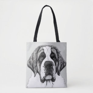 Saint Bernard Dog Wild Nature Animal Illustration Tote Bag