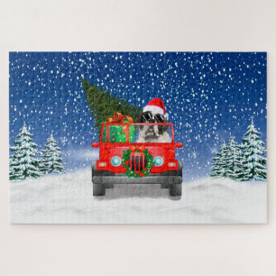 Saint Bernard dog with Christmas gifts Jigsaw Puzzle