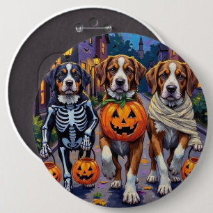 Saint Bernard Dogs in Halloween Costumes 6 Cm Round Badge